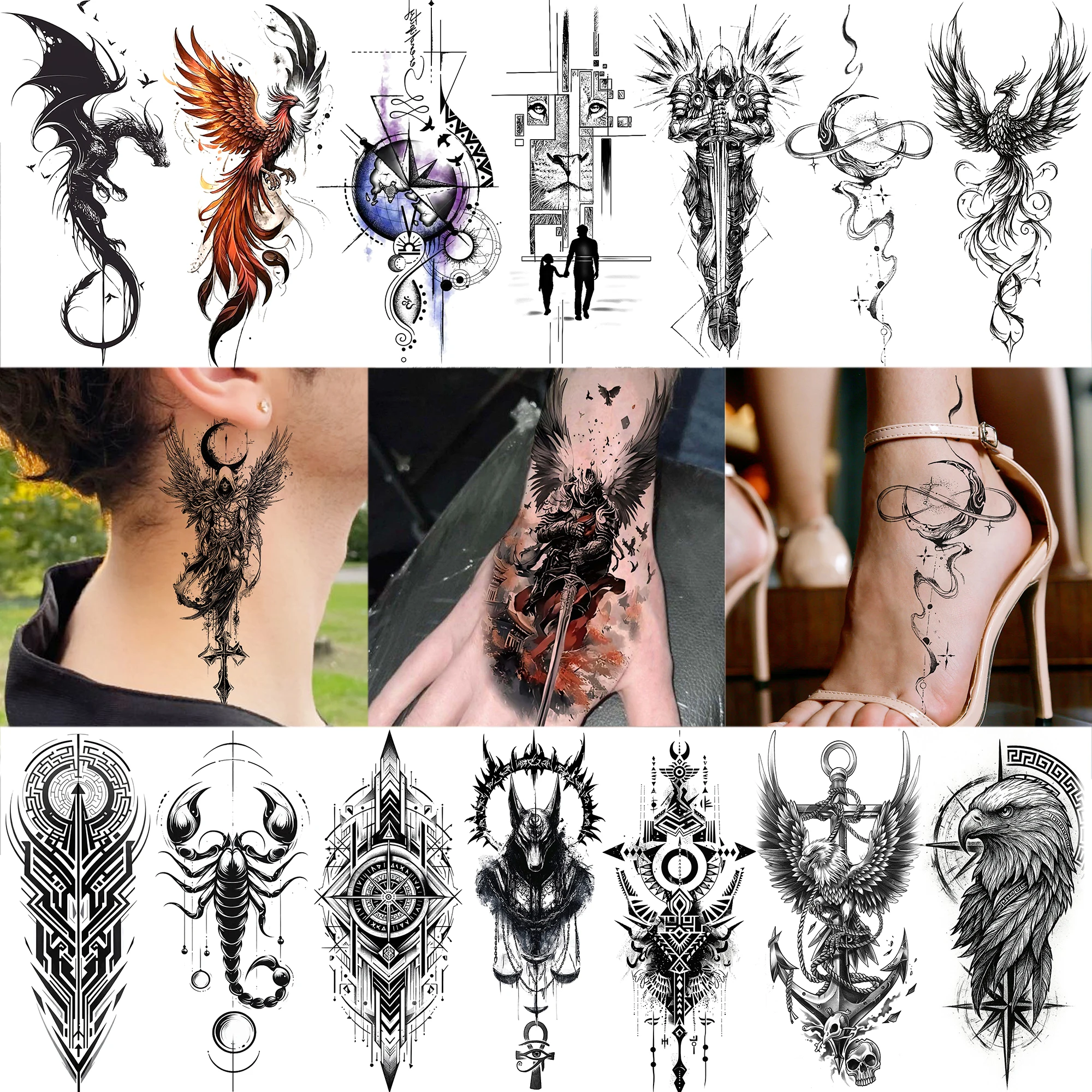 1 Sheet Phoenix Samurai Crescent Wings Temporary Tattoos For Adult Neck Hand Foot, Fake Tattoo Sticker Realistic Tatoo Last Long
1 Sheet Phoenix Samurai Crescent Wings Temporary Tattoos For Adult Neck Hand Foot, Fake Tattoo Sticker Realistic Tatoo Last Long