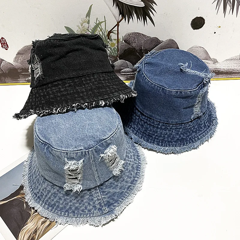 Summer Trendy Washed Broken Denim Bucket Hat Women Breathable Sunshade Best Matched Female Korean Style Beach Fisherman Cap Gift
Summer Trendy Washed Broken Denim Bucket Hat Women Breathable Sunshade Best Matched Female Korean Style Beach Fisherman Cap Gift