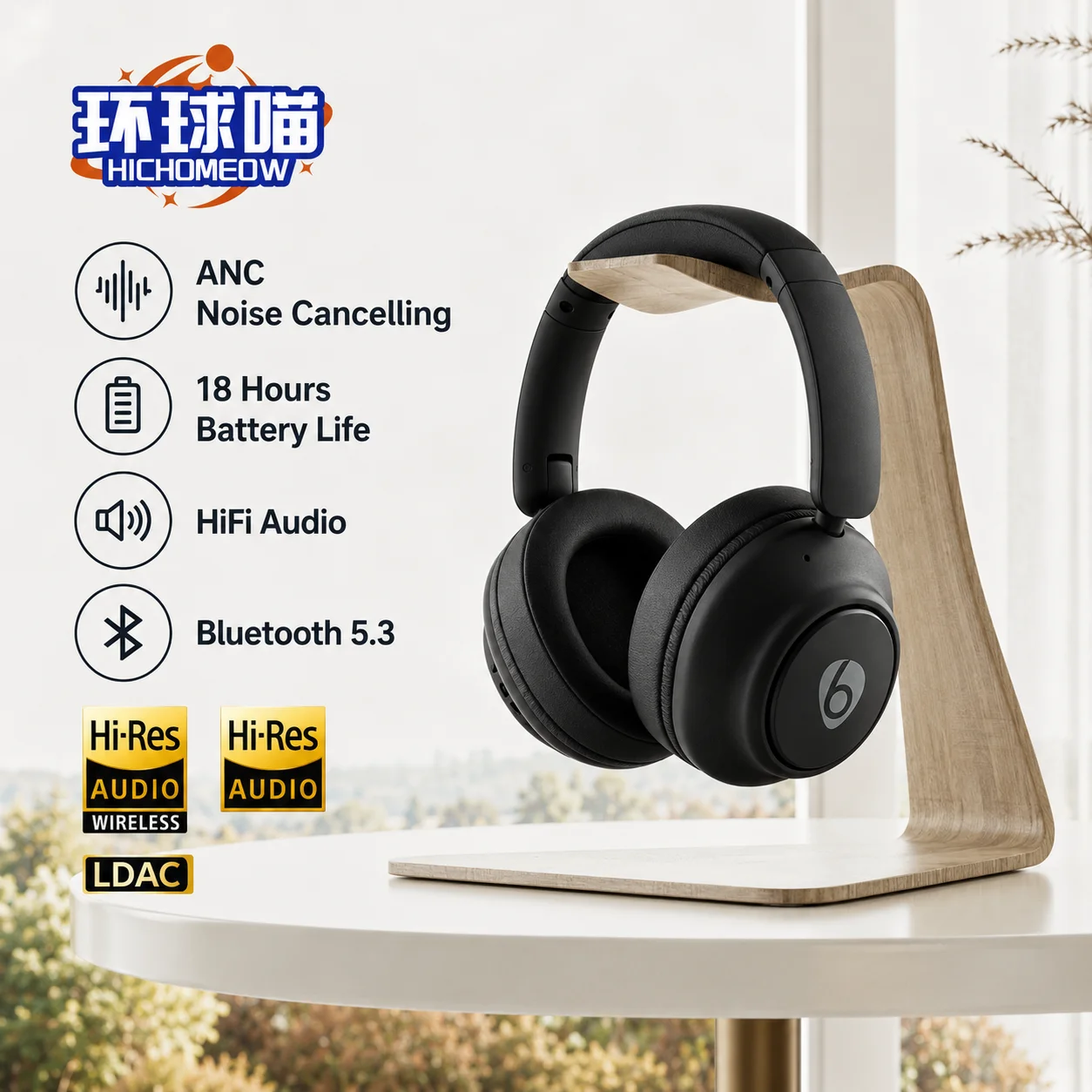 Hichomeow HiFi Audio Bluetooth Headphones ANC Noise Cancelling Headset with RGB Strong Bass Wireless Over Ear Earphones Foldable
Hichomeow HiFi Audio Bluetooth Headphones ANC Noise Cancelling Headset with RGB Strong Bass Wireless Over Ear Earphones Foldable