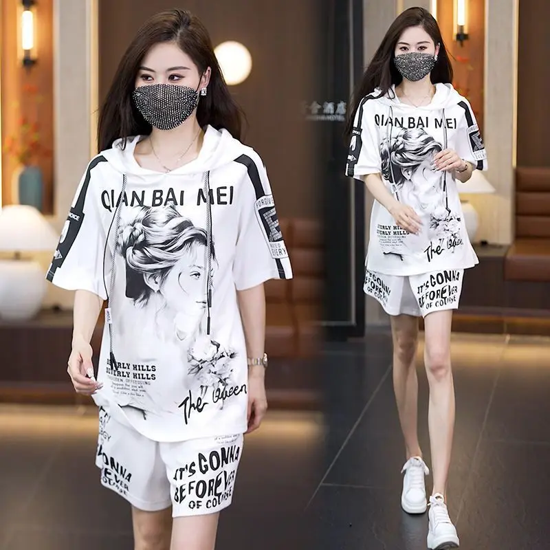 Trendy Hooded Sports Set Women's Summer Loose Slimming Large Size T-Shirt Top Shorts Casual Sport Two-Piece Set Breathable ...
Trendy Hooded Sports Set Women's Summer Loose Slimming Large Size T-Shirt Top Shorts Casual Sport Two-Piece Set Breathable ...