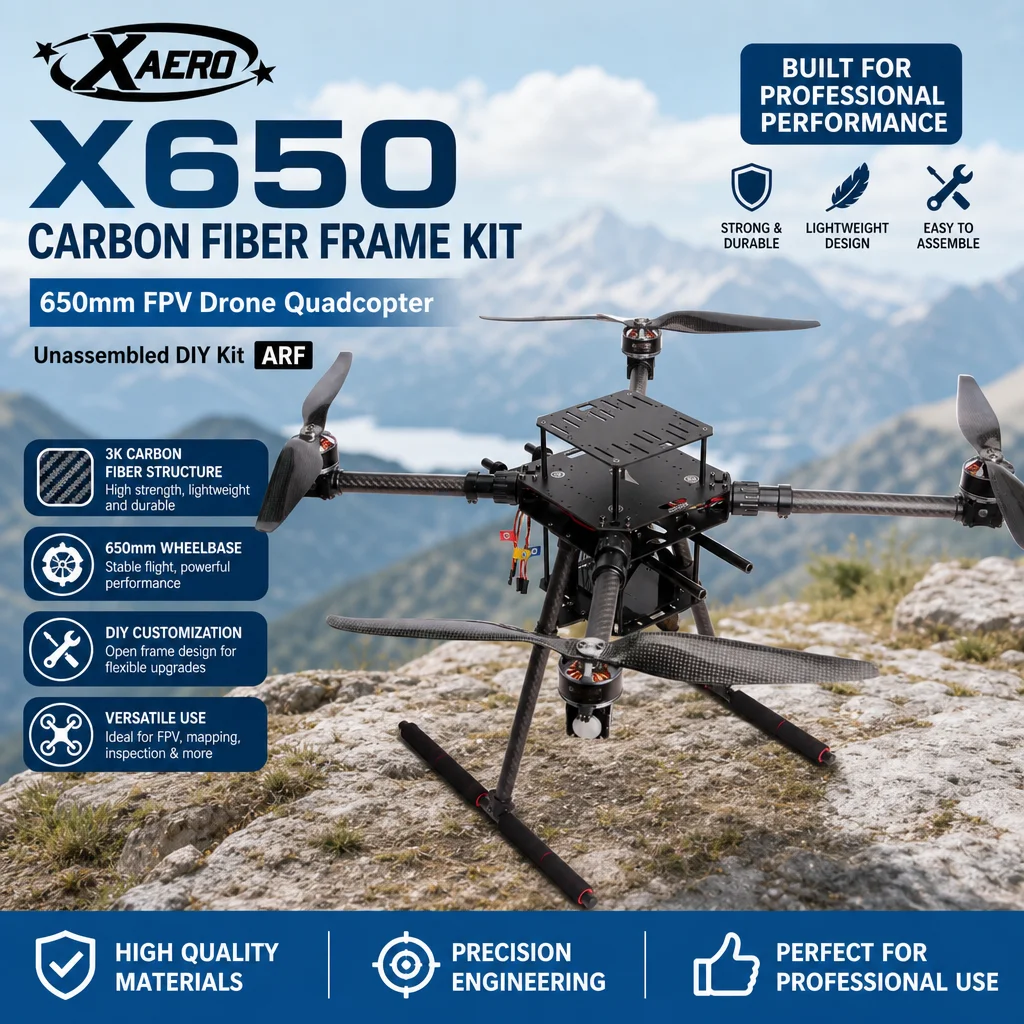XAERO X650 Carbon Fiber Frame Kit ARF – 650mm FPV Drone Quadcopter Unassembled DIY Kit
XAERO X650 Carbon Fiber Frame Kit ARF – 650mm FPV Drone Quadcopter Unassembled DIY Kit