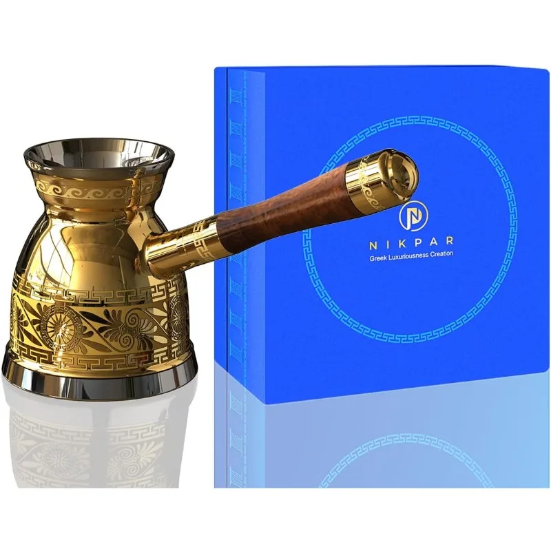 NIKPAR Luxury Greek Coffee Pot Macedonian Collection, rabic Coffee Maker Cezve, Ibrik, Briki with Luxury Gift Box (21 oz Large)
NIKPAR Luxury Greek Coffee Pot Macedonian Collection, rabic Coffee Maker Cezve, Ibrik, Briki with Luxury Gift Box (21 oz Large)