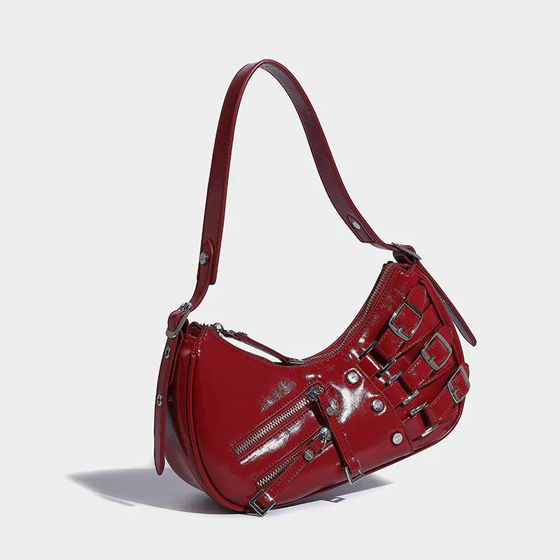 Retro Half Moon Bag Ladies Fashion Handbag Studded Zipper Shoulder Bag PU Leather Shiny Hobos Bag Ladies Luxury Handbag Purse
Retro Half Moon Bag Ladies Fashion Handbag Studded Zipper Shoulder Bag PU Leather Shiny Hobos Bag Ladies Luxury Handbag Purse