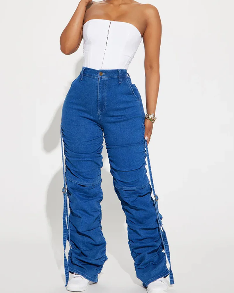 2024 New Women's Stretch Boot Cut Jeans Fashion Slim Fit Hip-Lifting Plus-size lay-up straight-leg pleated mopping jeans 
2024 New Women's Stretch Boot Cut Jeans Fashion Slim Fit Hip-Lifting Plus-size lay-up straight-leg pleated mopping jeans