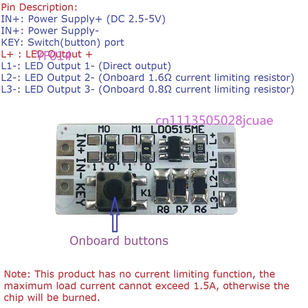 1200MA DC2.5V-5V Multifunctional LED Controller Working Mode Current Can be Set ON/OFF Flashing SOS Flashlight USB Lighting Lamp
1200MA DC2.5V-5V Multifunctional LED Controller Working Mode Current Can be Set ON/OFF Flashing SOS Flashlight USB Lighting Lamp