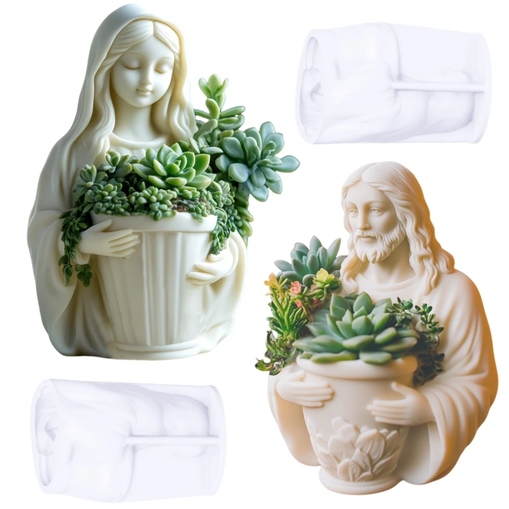 Goddess Maria hand held succulent plant flowerpot resin silicone mold Woman Girl storage box mould Jesus pen holder gypsum molds
Goddess Maria hand held succulent plant flowerpot resin silicone mold Woman Girl storage box mould Jesus pen holder gypsum molds