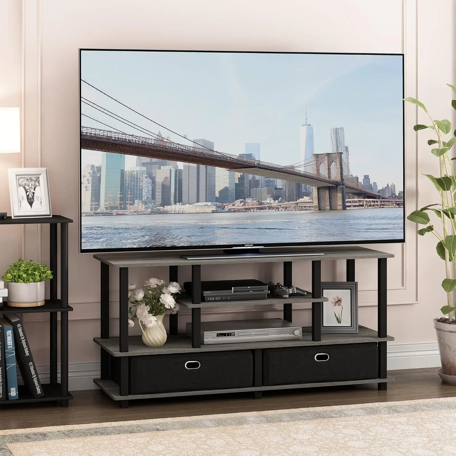 Jaya Large Stand For Up To 55-Inch Tv, French Oak, 47. 63(W) X 15. 55(H) X 22. 79(D) Inches., Grey/Black
Jaya Large Stand For Up To 55-Inch Tv, French Oak, 47. 63(W) X 15. 55(H) X 22. 79(D) Inches., Grey/Black