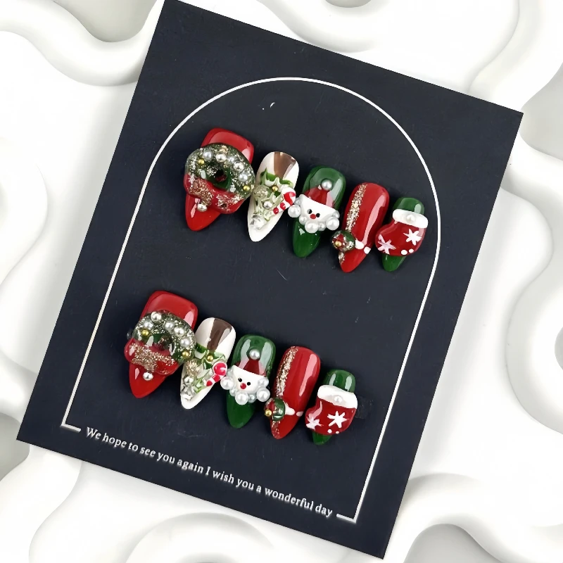 10pcs Press On Nail Christmas False Nail medium Almond Nail Extension Full Cover Manicure Gingerbread Wearable Fake Nail Decor
10pcs Press On Nail Christmas False Nail medium Almond Nail Extension Full Cover Manicure Gingerbread Wearable Fake Nail Decor