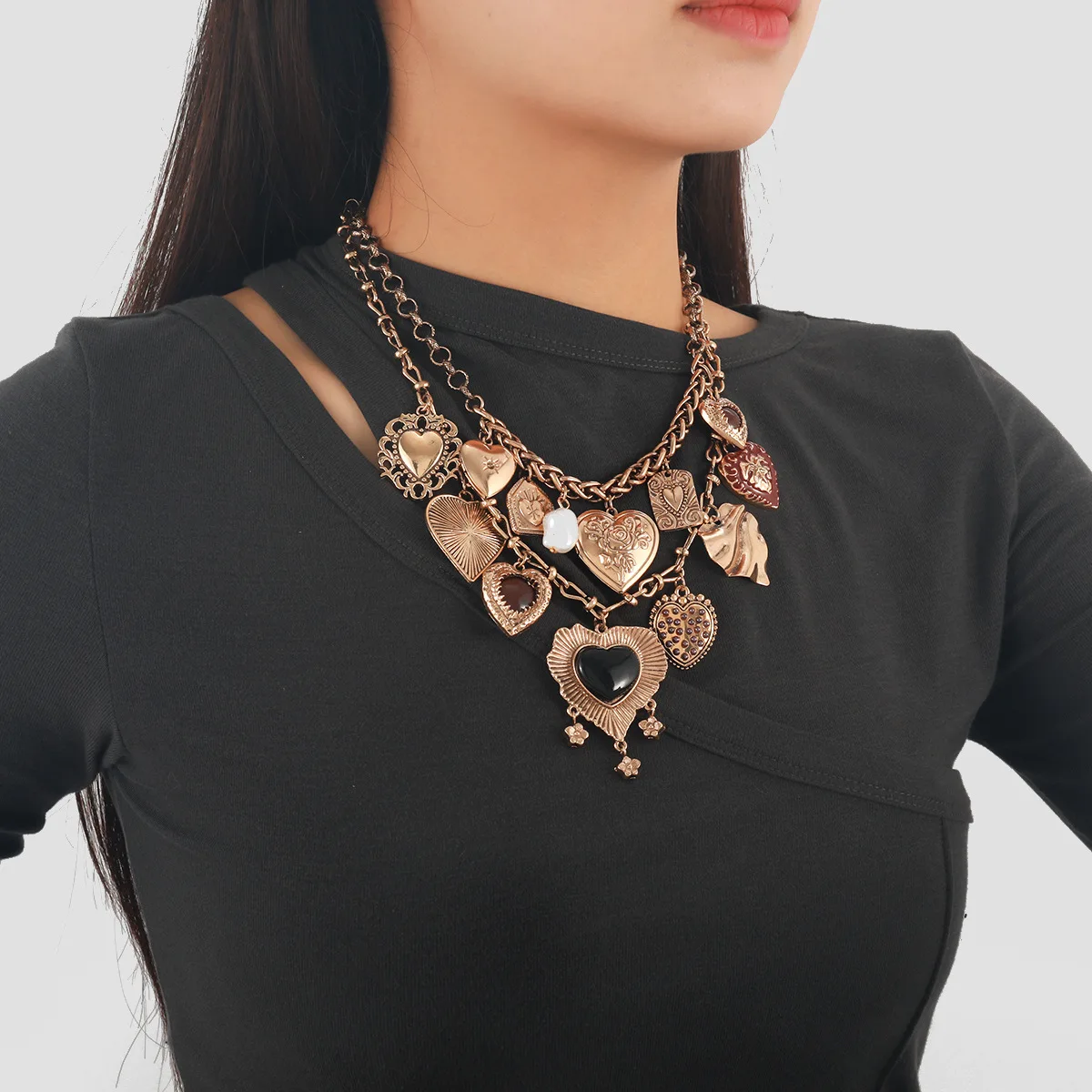 ZAA Vintage Heart Pendant Necklace Layered Metal Chain Link Choker for Women Boho Charm Jewelry Holiday Party Accessories Gifts
ZAA Vintage Heart Pendant Necklace Layered Metal Chain Link Choker for Women Boho Charm Jewelry Holiday Party Accessories Gifts