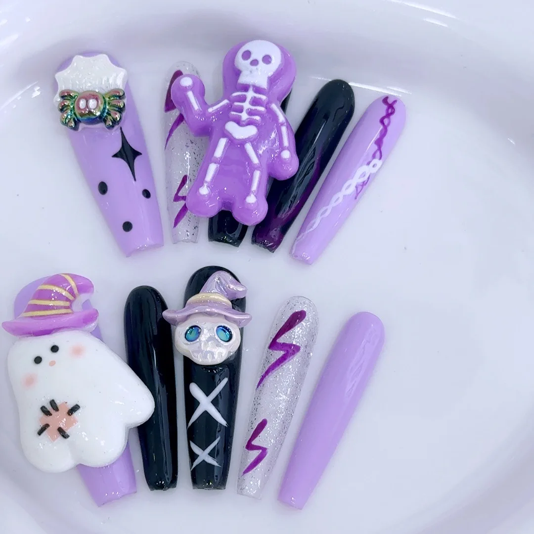Handmade Beautiful Y2k Press on Nails Goth Style Black and White Halloween with Design Full Cover Long Coffin Acrylic Nail Tips
Handmade Beautiful Y2k Press on Nails Goth Style Black and White Halloween with Design Full Cover Long Coffin Acrylic Nail Tips