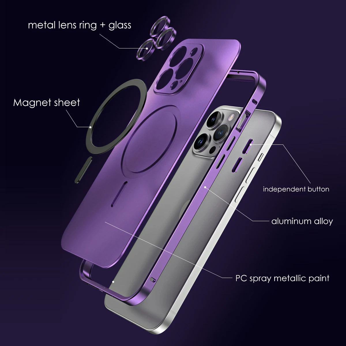 Metal Frame Aluminium Lens Glass Ring Magnetic Phone Case For iPhone 14 12 13 15Pro Max Plus For Magsafe Wireless Charging Cover
Metal Frame Aluminium Lens Glass Ring Magnetic Phone Case For iPhone 14 12 13 15Pro Max Plus For Magsafe Wireless Charging Cover