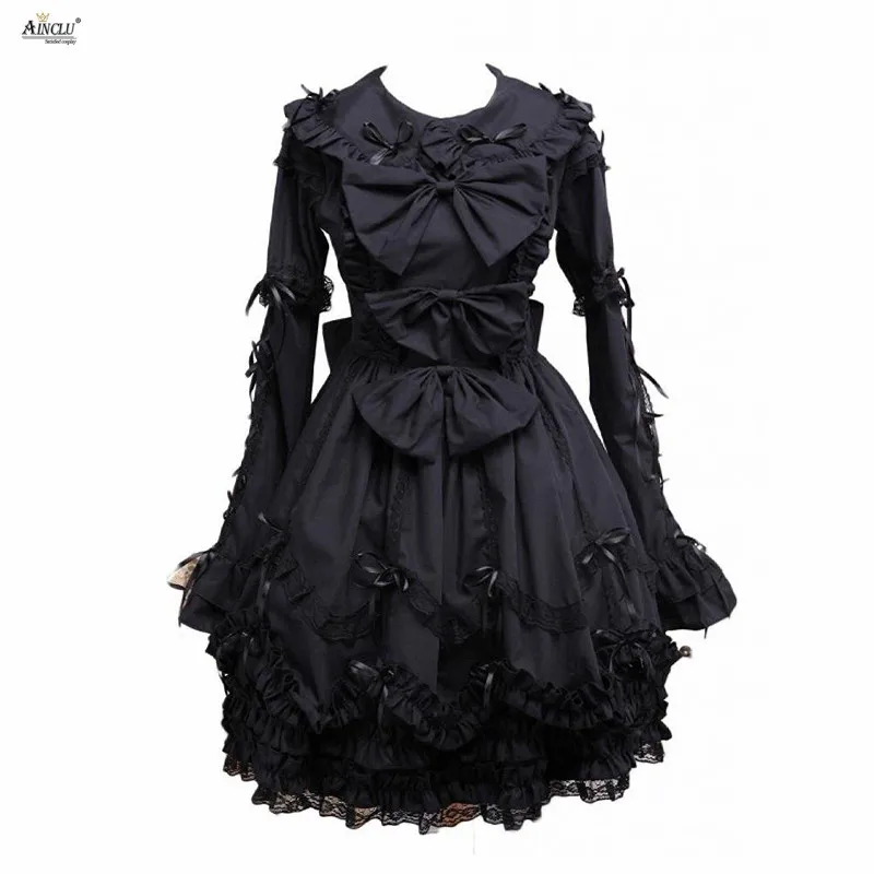 Spring/Autumn Middle-Long Dress Ainclu XS-XXL Womens Party Black Long Sleeves Turndown Collar Bows Cotton Gothic Lolita Dress
Spring/Autumn Middle-Long Dress Ainclu XS-XXL Womens Party Black Long Sleeves Turndown Collar Bows Cotton Gothic Lolita Dress