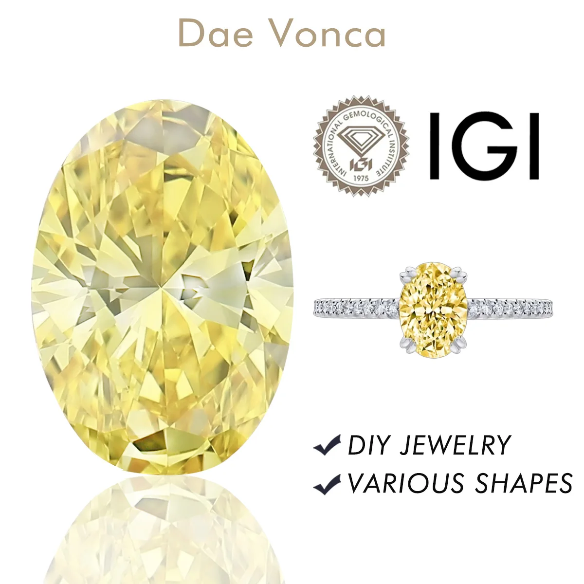Yellow Oval Cut Lab Created Diamond 0.5-2.0ct HPHT/CVD Loose Diamond VS1/VVS2 IGI Certificate Diamond For Custom Jewelry
Yellow Oval Cut Lab Created Diamond 0.5-2.0ct HPHT/CVD Loose Diamond VS1/VVS2 IGI Certificate Diamond For Custom Jewelry