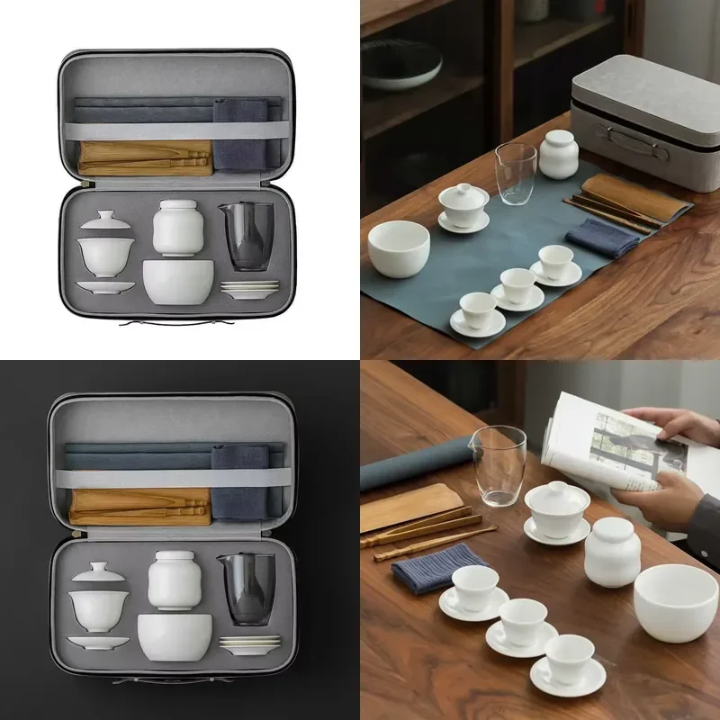 【CHIMU HOME】 Portable Kung Fu Set for Travel Artist Examination Training Teaching Sets for Blanc De Chine Gaiwan with
【CHIMU HOME】 Portable Kung Fu Set for Travel Artist Examination Training Teaching Sets for Blanc De Chine Gaiwan with