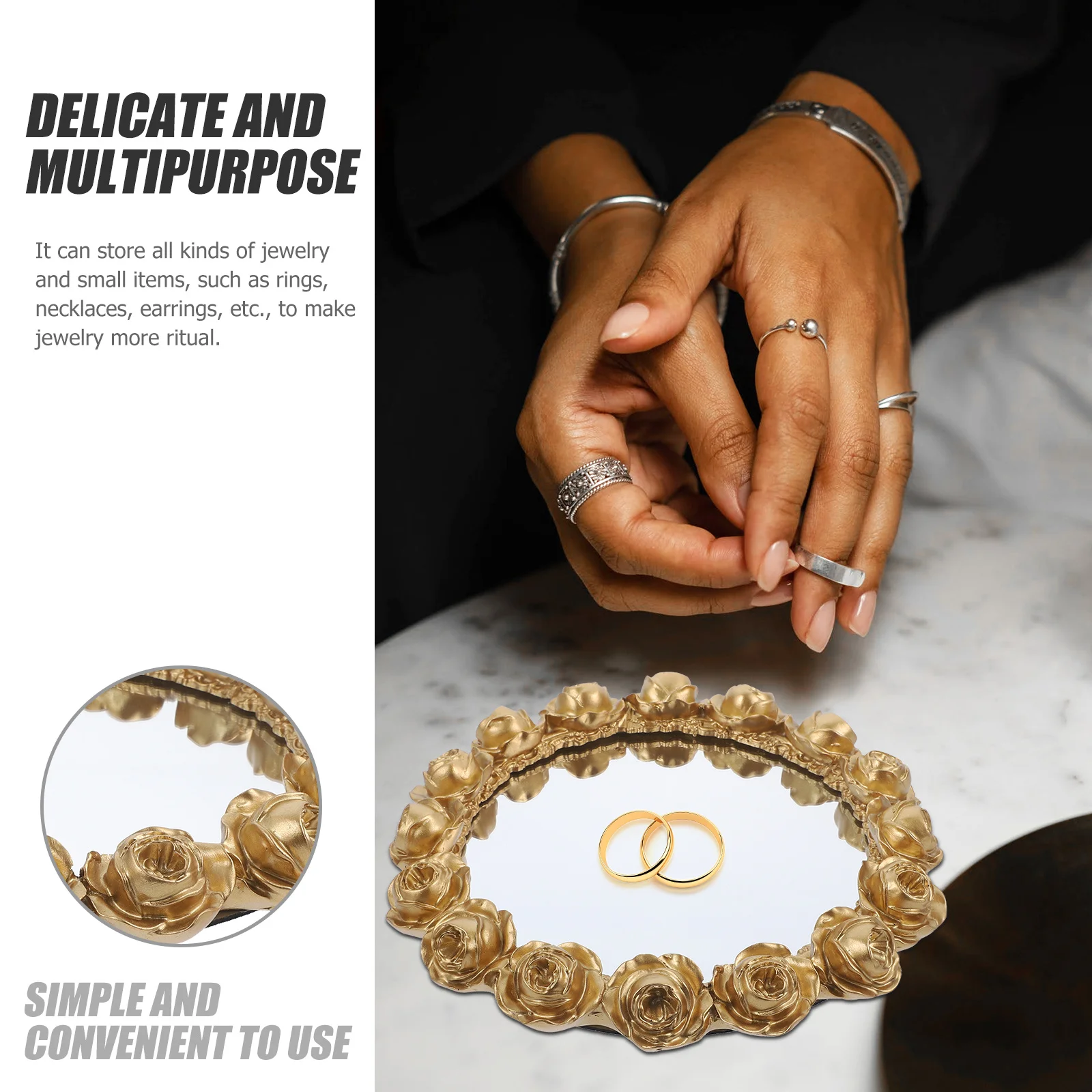 Mirror Rose Gold Round Tray Decorative Jewelry Organizer Makeup Perfume Vanity Display Dish Home Desktop Small
Mirror Rose Gold Round Tray Decorative Jewelry Organizer Makeup Perfume Vanity Display Dish Home Desktop Small