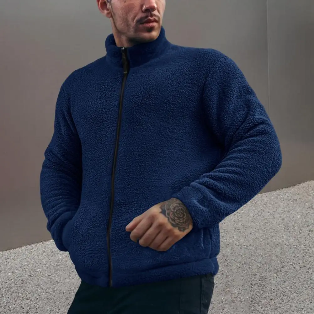 Warm Winter Jacket Men's Winter Stand Collar Plush Jacket with Zipper Closure Thickened Outwear Coat for Cold Weather Solid
Warm Winter Jacket Men's Winter Stand Collar Plush Jacket with Zipper Closure Thickened Outwear Coat for Cold Weather Solid