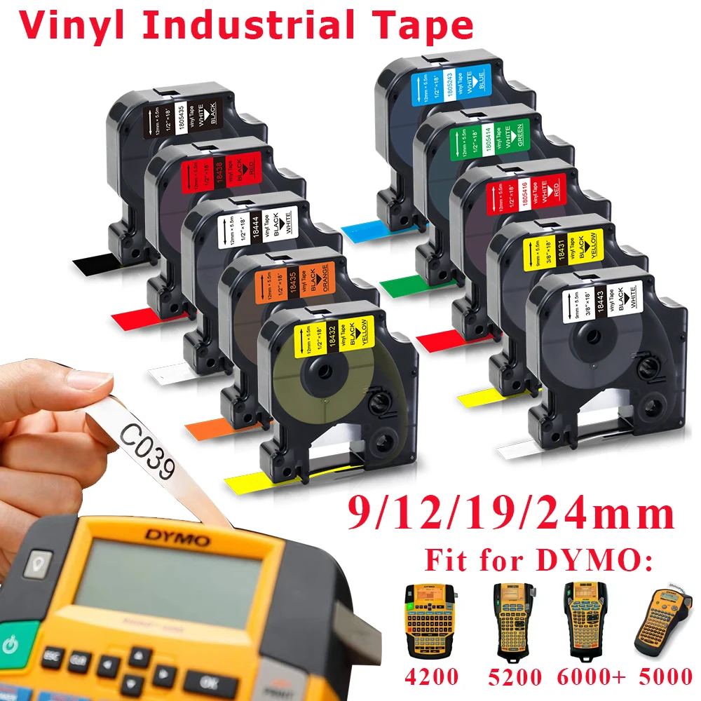Compatible Rhino Vinyl Industrial Tape 18431 18443 18432 18444 1805435 18433 18445 1805431 1805430 For DYMO Rhino 4200 5200 6000
Compatible Rhino Vinyl Industrial Tape 18431 18443 18432 18444 1805435 18433 18445 1805431 1805430 For DYMO Rhino 4200 5200 6000