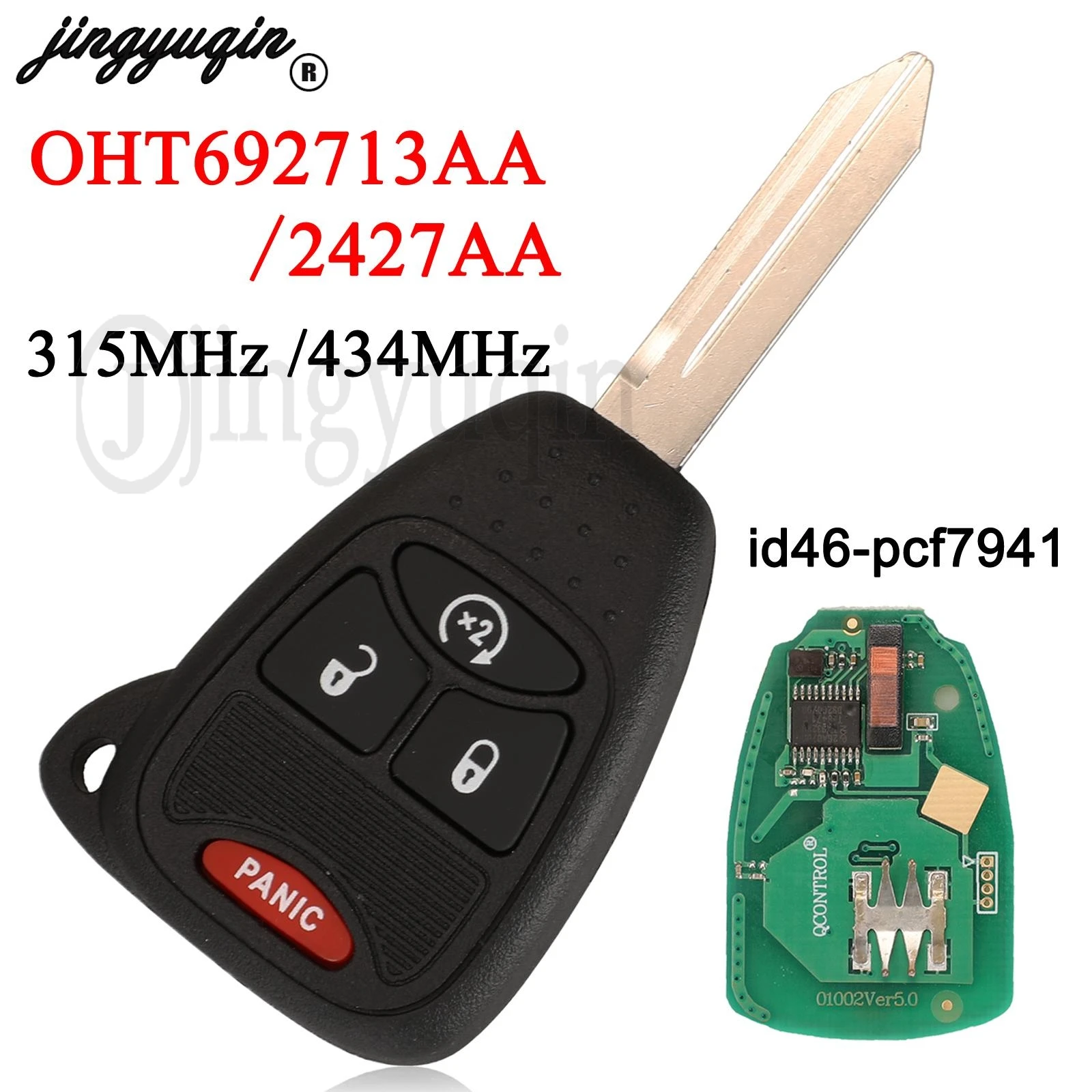 Jingyuqin 4 кнопки 315/434 МГц для Jeep Cherokee Commander Grand Liberty Wrangler ID46 PCF7941 удаленный автомобильный ключ OHT 692713 AA/2427AA
Jingyuqin 4 кнопки 315/434 МГц для Jeep Cherokee Commander Grand Liberty Wrangler ID46 PCF7941 удаленный автомобильный ключ OHT 692713 AA/2427AA