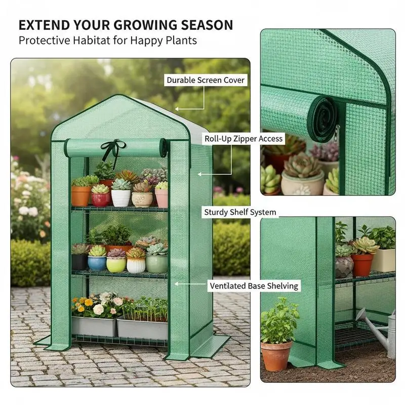 Mini Greenhouse with Screen Roof, Portable Small Greenhouse with Roll-Up Zipper Door, 27.6" x 19.7" x 50", Green
Mini Greenhouse with Screen Roof, Portable Small Greenhouse with Roll-Up Zipper Door, 27.6" x 19.7" x 50", Green