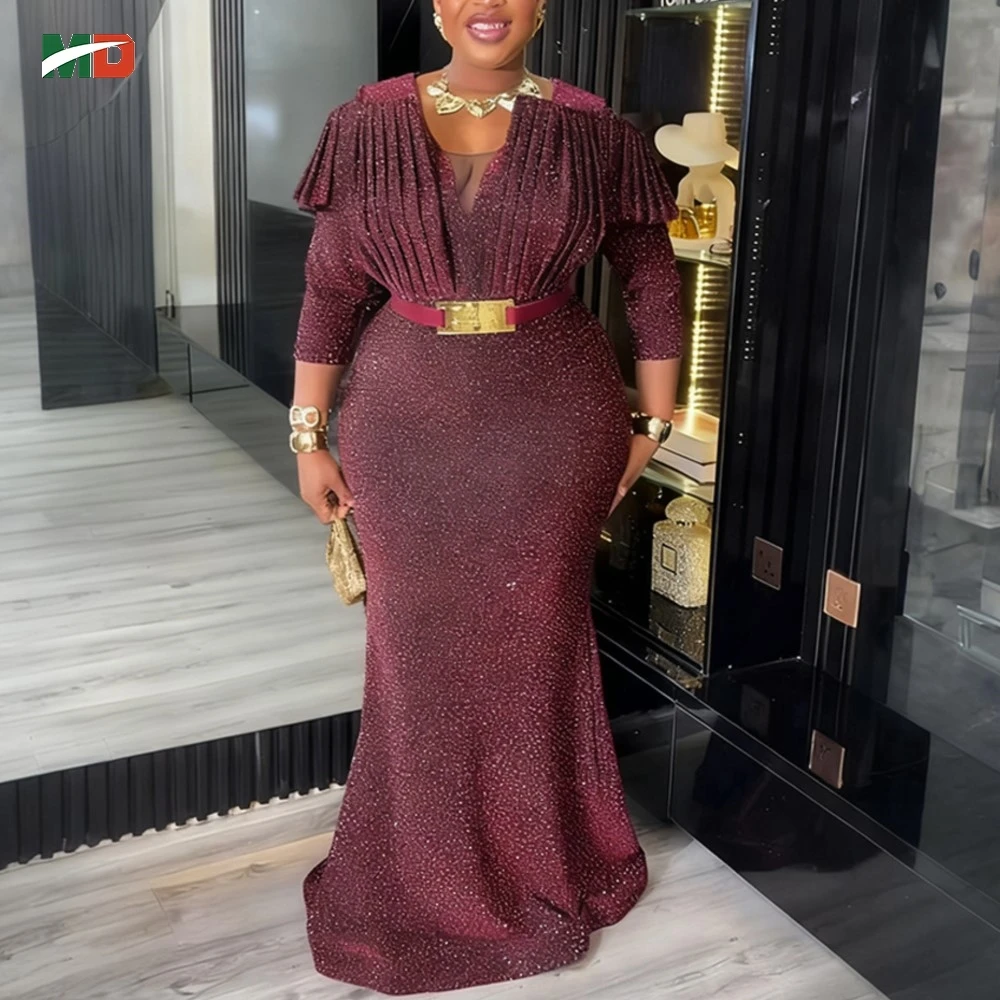 MD African Dress For Women Plus Size Turkey Dress V Neck Pleated Shoulder Mermaid Maxi Dress Wedding Party Robe Africa Clothing
MD African Dress For Women Plus Size Turkey Dress V Neck Pleated Shoulder Mermaid Maxi Dress Wedding Party Robe Africa Clothing