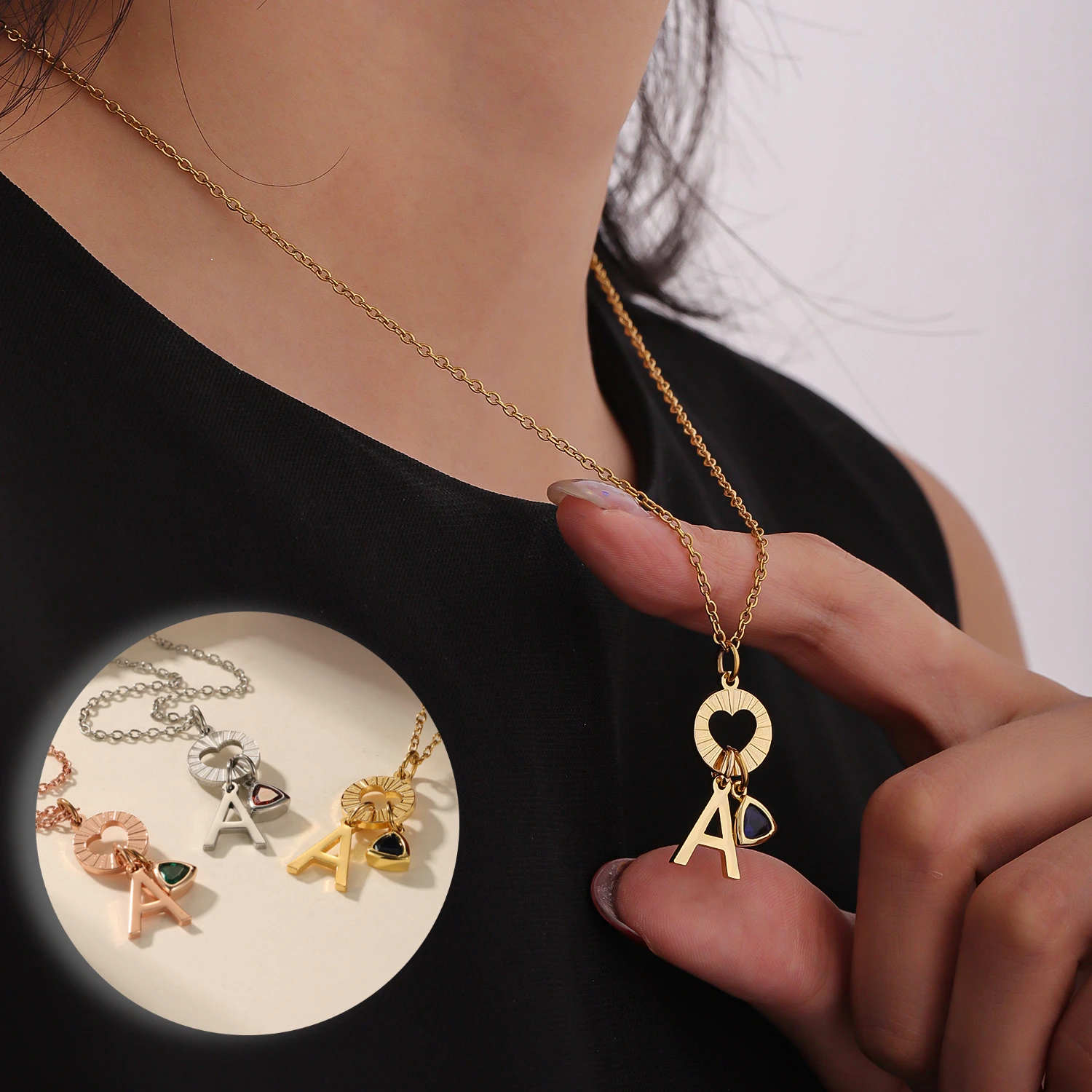 Customize Noel Initial Necklace with Precious Heart Stone Stainless steel Personalization Triangular Birthstone Gift for Women
Customize Noel Initial Necklace with Precious Heart Stone Stainless steel Personalization Triangular Birthstone Gift for Women