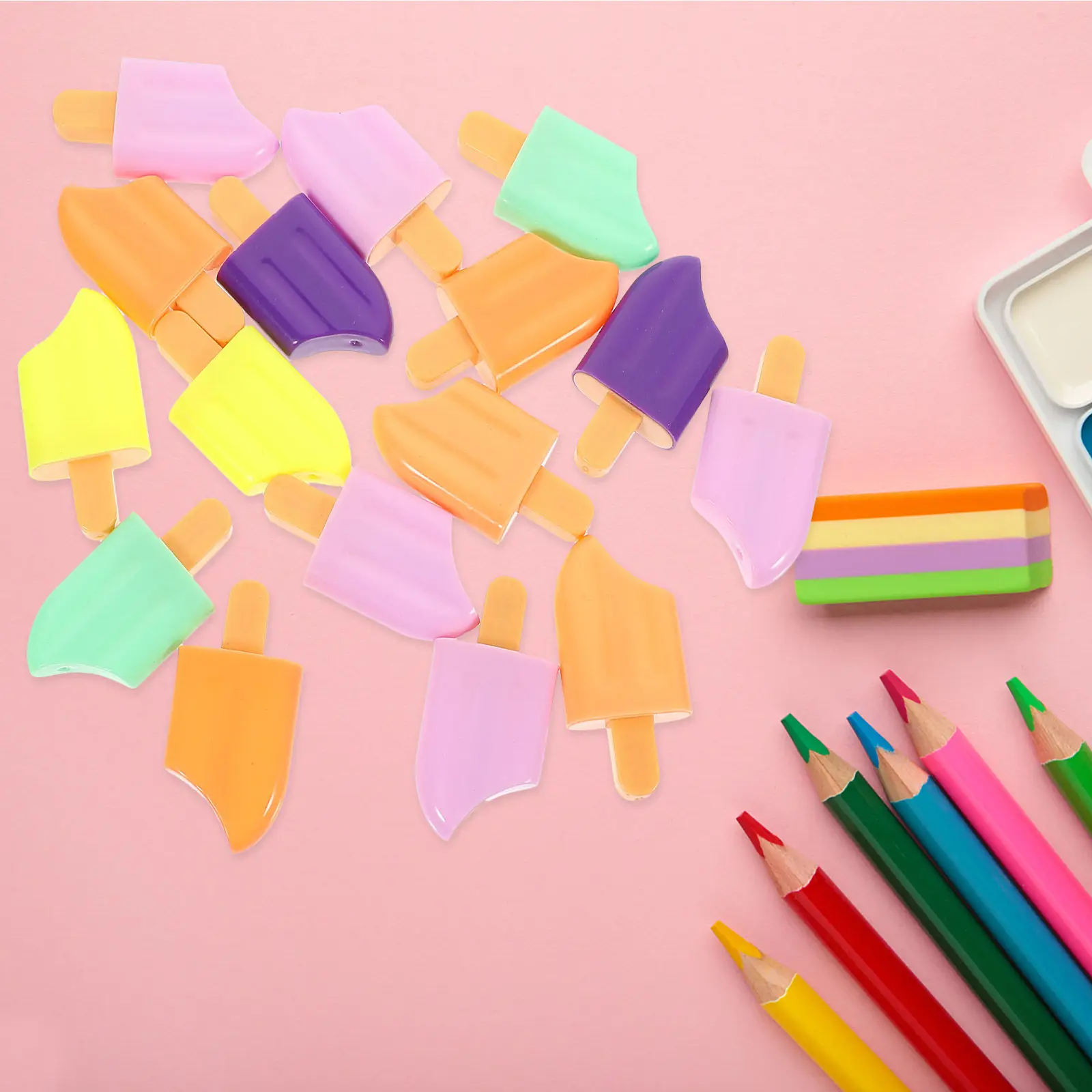 20Pcs Colorful Fluorescent Highlighters Ice Pop-Shaped Creative Marker Pens for Students Teachers Office School Supplies Back
20Pcs Colorful Fluorescent Highlighters Ice Pop-Shaped Creative Marker Pens for Students Teachers Office School Supplies Back