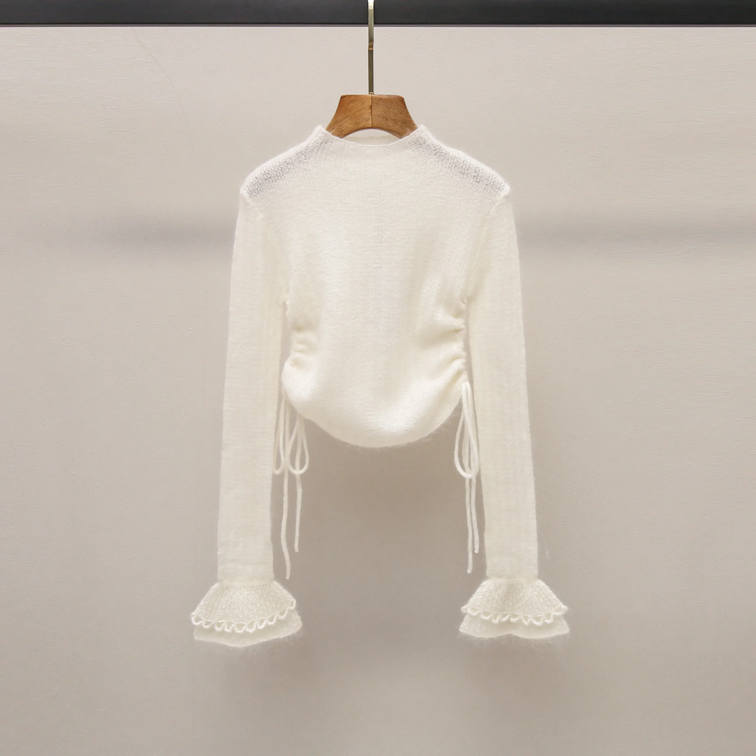 French Sle High Collar Knitted Sweater Belted Waist Bell Sve Base Layer Tie Design Women's Faion Autumn Top
French Sle High Collar Knitted Sweater Belted Waist Bell Sve Base Layer Tie Design Women's Faion Autumn Top