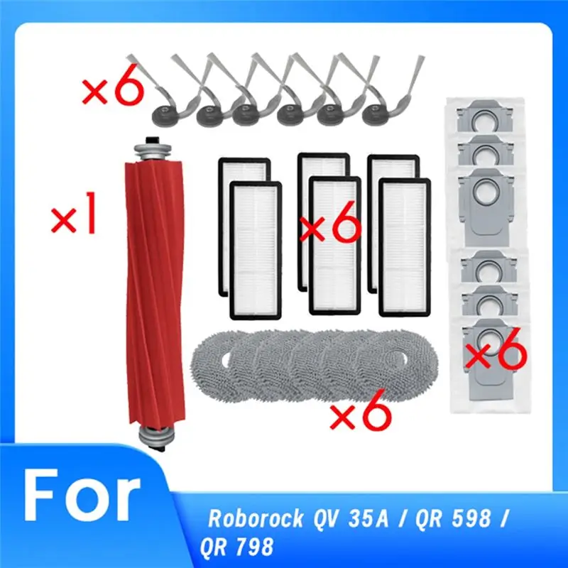 Gen Basic 25 PCS Vacuum Accessories For Roborock QV 35A / QR 598 / QR 798: Includes Mop Pads, Side Brushes, Dust Bags & Filters
Gen Basic 25 PCS Vacuum Accessories For Roborock QV 35A / QR 598 / QR 798: Includes Mop Pads, Side Brushes, Dust Bags & Filters