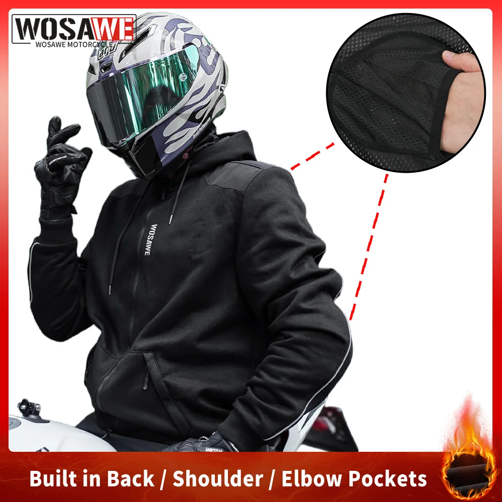 WOSAWE Motorcycle Hoodie Jacket Winter Fleece Warm Liner Jacket Motorbike Windproof Jacket with Back Shoulder Elbow Pockets
WOSAWE Motorcycle Hoodie Jacket Winter Fleece Warm Liner Jacket Motorbike Windproof Jacket with Back Shoulder Elbow Pockets