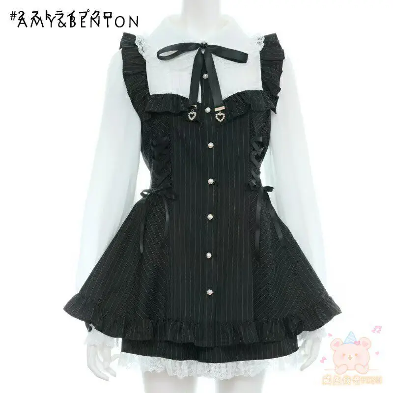 Original SC Set Japanese Sweet Girl Striped Heart Pendant Lolita Mass-produced Long-sleeve Dress Shorts Two-piece Set New Spring
Original SC Set Japanese Sweet Girl Striped Heart Pendant Lolita Mass-produced Long-sleeve Dress Shorts Two-piece Set New Spring
