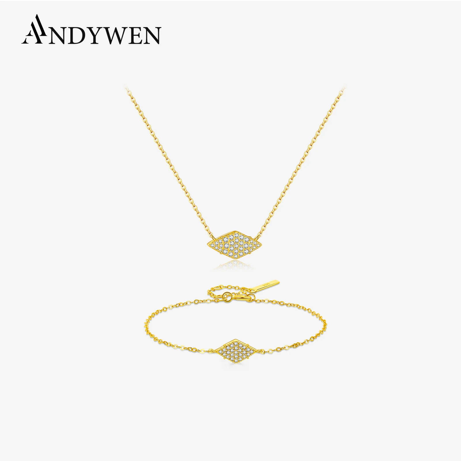 ANDYWEN 925 Sterling Silver Rhombus CZ Zircon Long Chain Necklace Bracelet Jewelry Set Winter Women Luxury Fine Gift Jewelry
ANDYWEN 925 Sterling Silver Rhombus CZ Zircon Long Chain Necklace Bracelet Jewelry Set Winter Women Luxury Fine Gift Jewelry