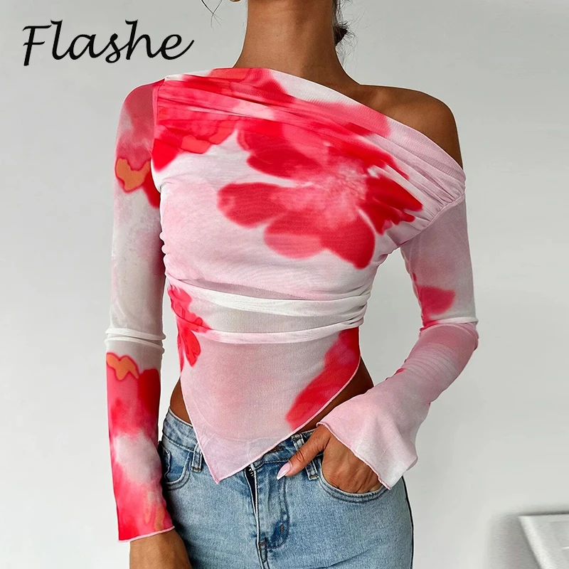 Sexy Long Sleeve T Shirt Women Slash Neck Printed Tops Female Elegant Slim Tee Women T-Shirts Spring Summer Shirt
Sexy Long Sleeve T Shirt Women Slash Neck Printed Tops Female Elegant Slim Tee Women T-Shirts Spring Summer Shirt