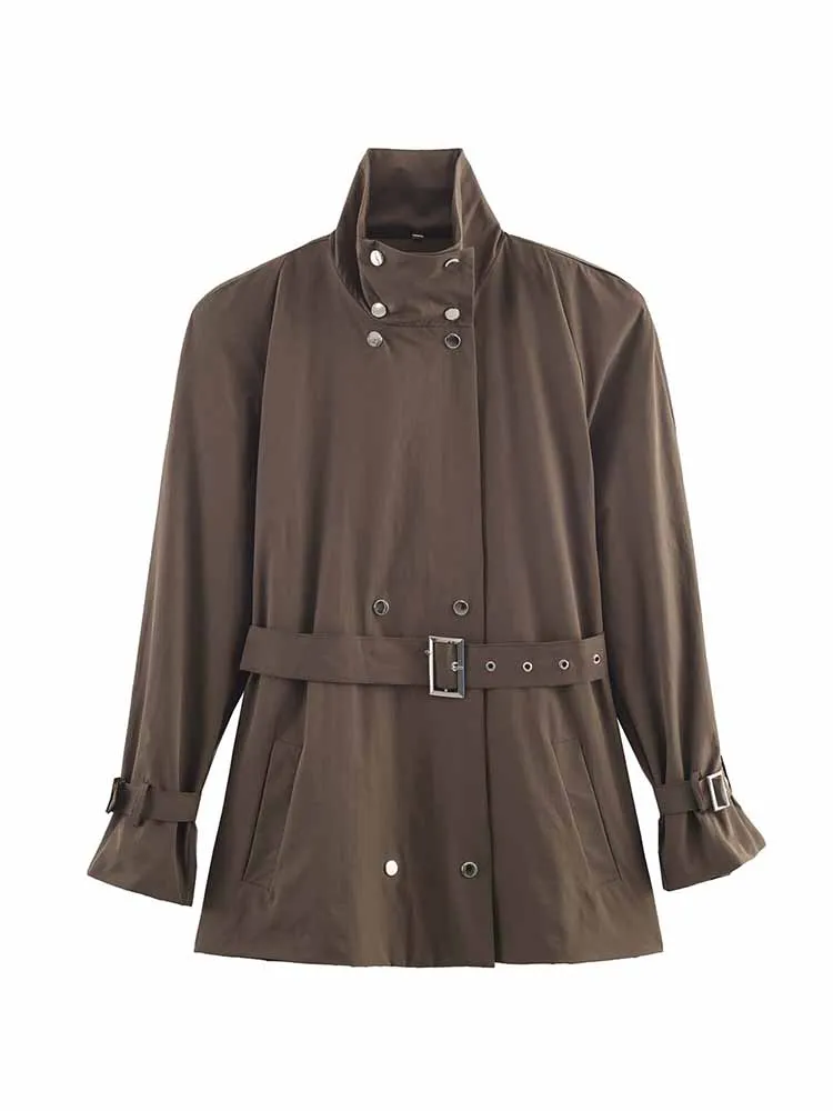 HH Woman Spring Fashion Long Sleeves Stand Collar Double Breasted Belt Decoration Loose Windbreaker Female Keep Warm Jacket
HH Woman Spring Fashion Long Sleeves Stand Collar Double Breasted Belt Decoration Loose Windbreaker Female Keep Warm Jacket