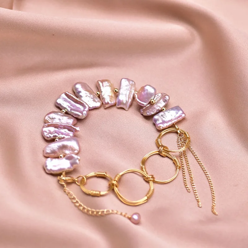 Natural Pearl Freshwater Baroque Chain Bracelet Jewelry 18K Real Gold Plated Color Retention Women
Natural Pearl Freshwater Baroque Chain Bracelet Jewelry 18K Real Gold Plated Color Retention Women