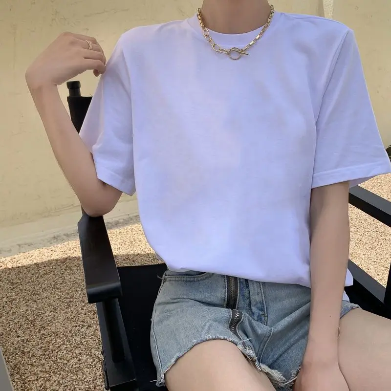 100% Pure Cotton Solid Color Short Sleeved T-shirt for Women Summer New Korean Version Loose and Versatile, Sweet on Clothes Ins
100% Pure Cotton Solid Color Short Sleeved T-shirt for Women Summer New Korean Version Loose and Versatile, Sweet on Clothes Ins