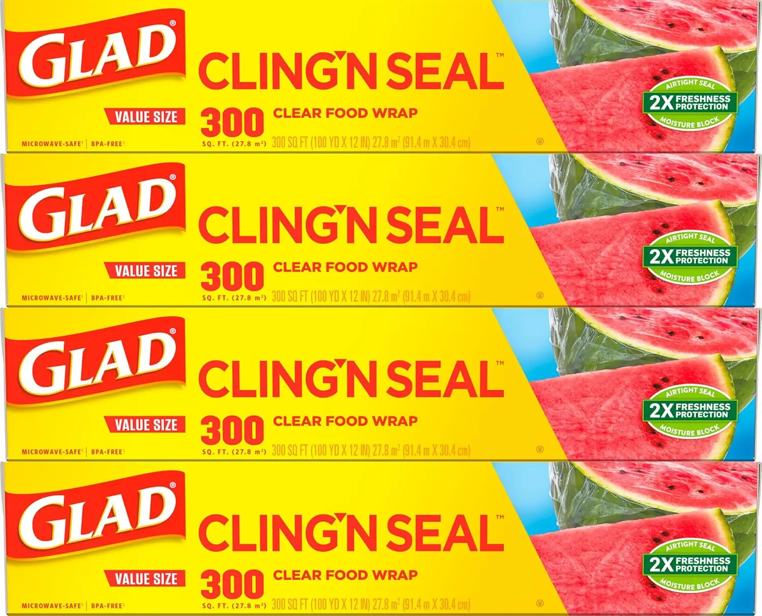 Airtight Plastic Food Wrap, 300 Sq Ft Roll (Pack of 4) - Clings to Glass, Metal & Wood, Microwave Safe, BPA Free
Airtight Plastic Food Wrap, 300 Sq Ft Roll (Pack of 4) - Clings to Glass, Metal & Wood, Microwave Safe, BPA Free