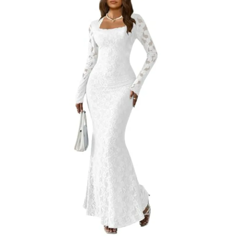 MITILLY Women Bodycon Maxi Dress Elegant Square Neck Long Sleeve Floral Lace Sexy Wedding Guest Cocktail Long Dresses New
MITILLY Women Bodycon Maxi Dress Elegant Square Neck Long Sleeve Floral Lace Sexy Wedding Guest Cocktail Long Dresses New