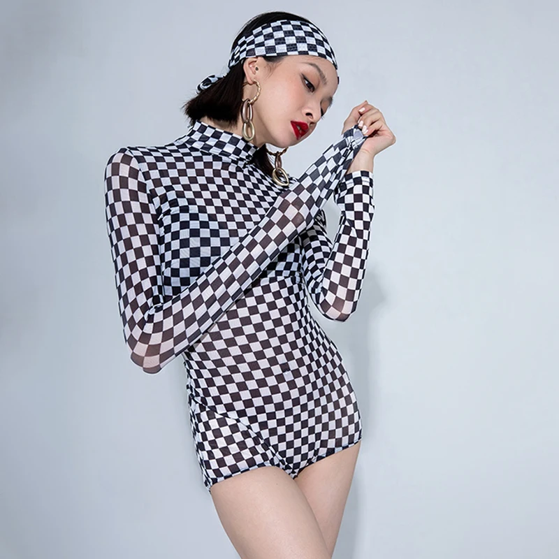 Ballroom Dance Latin Practice Clothes Waltz Tango Dance Bodysuit Black White Grid High Collar Leotard Training Dancewear AMY1386
Ballroom Dance Latin Practice Clothes Waltz Tango Dance Bodysuit Black White Grid High Collar Leotard Training Dancewear AMY1386