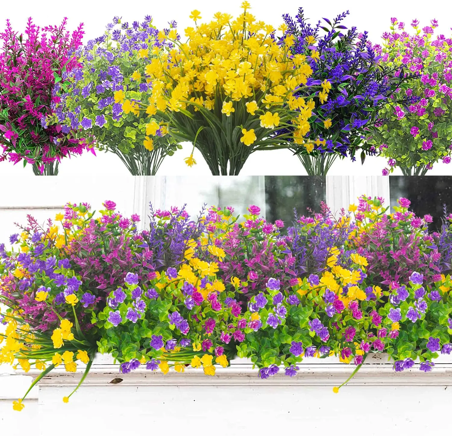 20 Bundles Artificial Flowers Outdoor UV Resistant No Fade Fake Plants Faux Plastic Shrubs for Garden Patio Porch Window
20 Bundles Artificial Flowers Outdoor UV Resistant No Fade Fake Plants Faux Plastic Shrubs for Garden Patio Porch Window