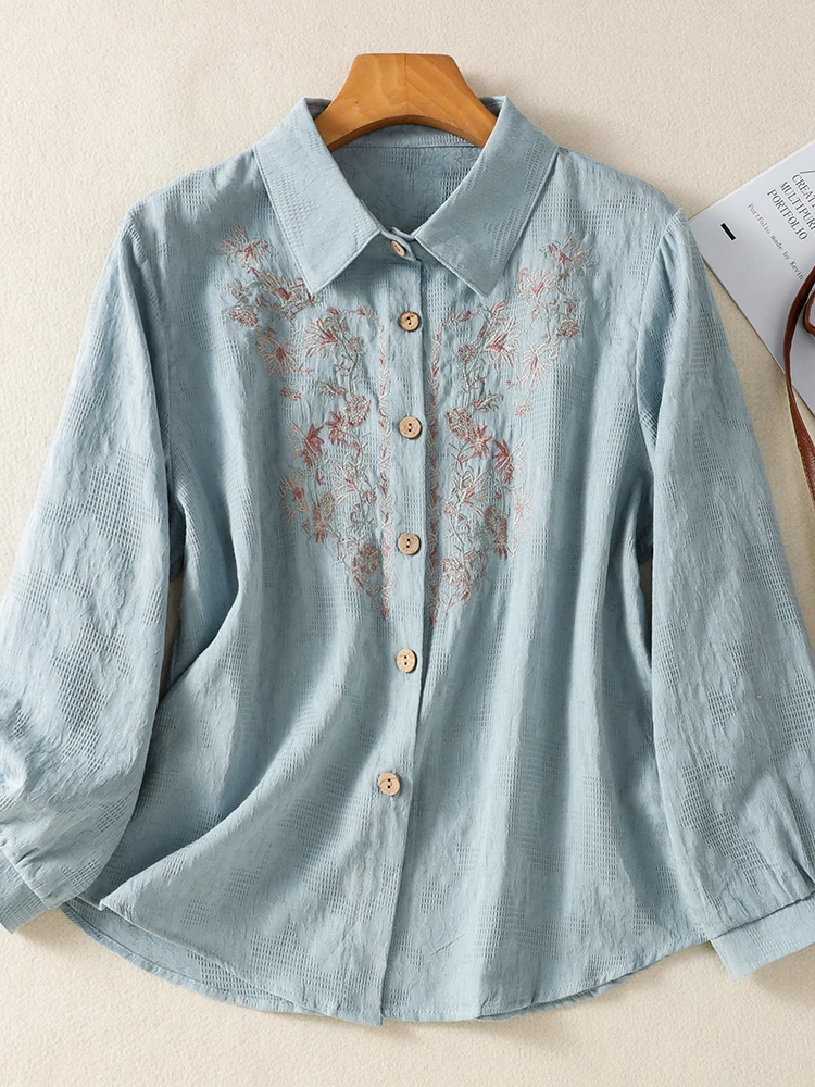 High-End Cotton Embroidered Flower 7/8 Sleeve Women's Shirt plus Size Ethnic Style Top Trendy Breathable Loose Fit Summer
High-End Cotton Embroidered Flower 7/8 Sleeve Women's Shirt plus Size Ethnic Style Top Trendy Breathable Loose Fit Summer