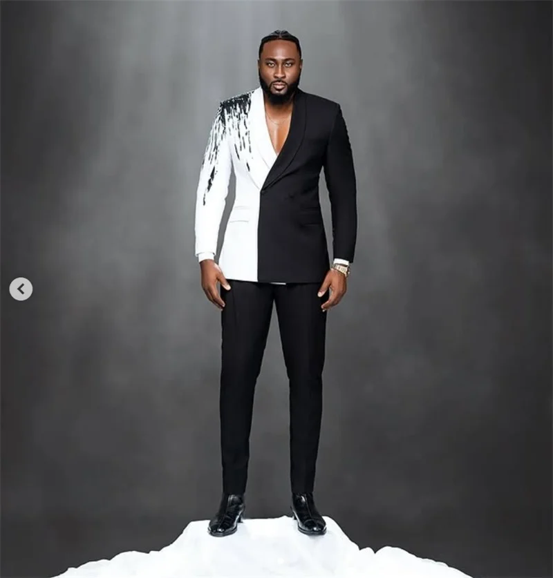 Black White Men Suits Set 2 Pcs Crystals Blazer+Pants Trouser Splicing Color Customized Wedding Tuxedo Formal Office Jacket Coat
Black White Men Suits Set 2 Pcs Crystals Blazer+Pants Trouser Splicing Color Customized Wedding Tuxedo Formal Office Jacket Coat