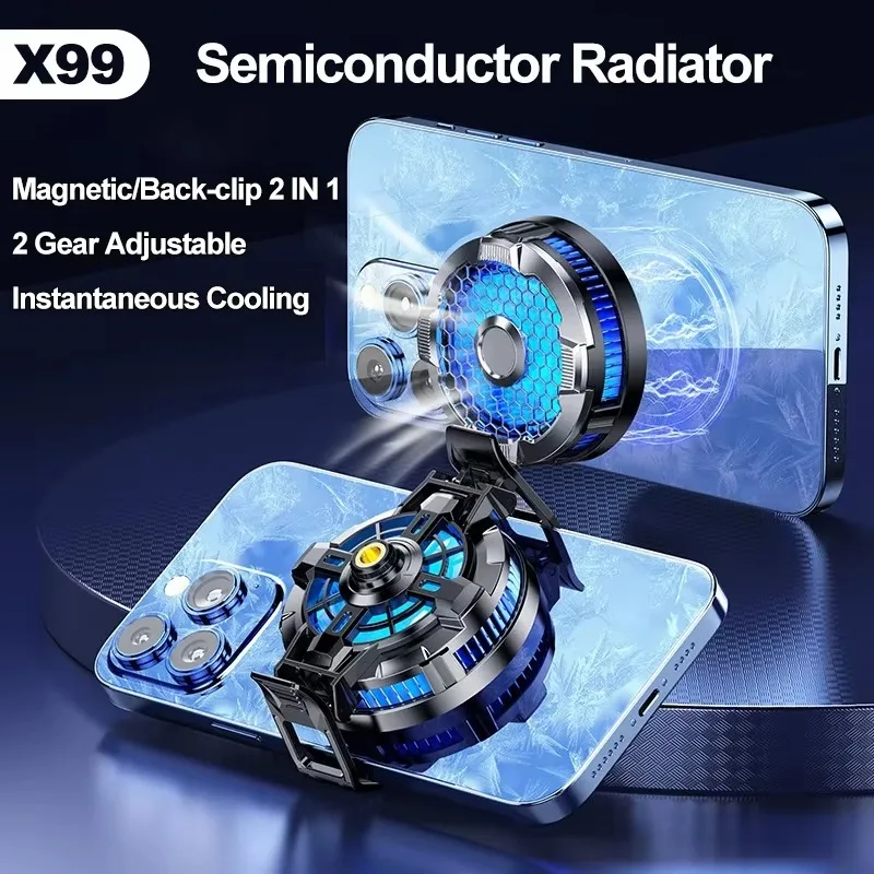 X99 Mobile Phone Cooler Semiconductor Magnetic/ Back-clip 2 IN 1 Fan Radiator for IOS Android PUBG Live Streaming Cool Heat Sink
X99 Mobile Phone Cooler Semiconductor Magnetic/ Back-clip 2 IN 1 Fan Radiator for IOS Android PUBG Live Streaming Cool Heat Sink