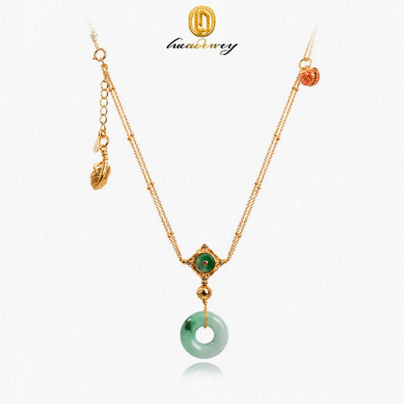 Natural Jade Necklace Women's A Goods Myanmar S Pure Silver Gold Plated Safety Buckle Ring
Natural Jade Necklace Women's A Goods Myanmar S Pure Silver Gold Plated Safety Buckle Ring