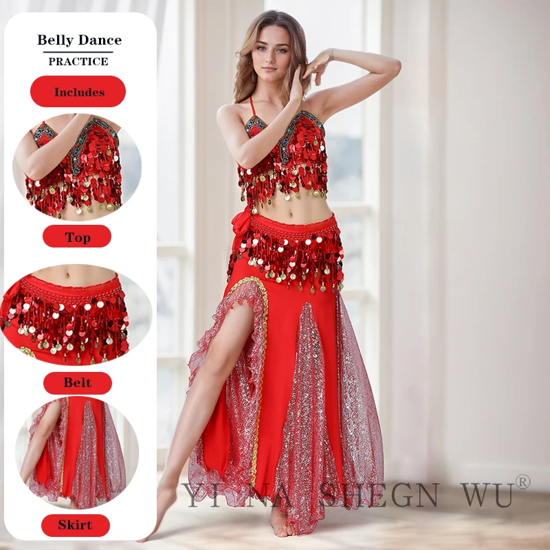 Новый костюм для танца живота для взрослых и женщин, восточная юбка для танца живота, сценический комплект из 3 предметов, бюстгальтер, юбка с поясом, одежда для танца живота
Новый костюм для танца живота для взрослых и женщин, восточная юбка для танца живота, сценический комплект из 3 предметов, бюстгальтер, юбка с поясом, одежда для танца живота