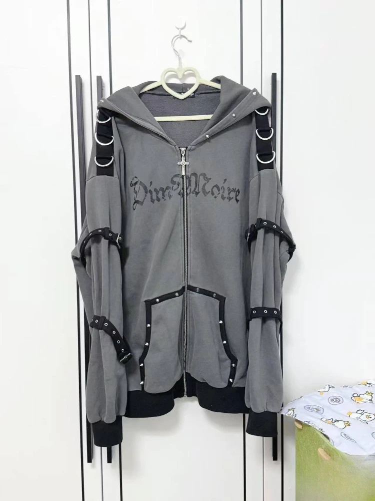 Уличная одежда в стиле панк, субкультура Y2k, пальто с капюшоном, осеннее винтажное свободное пальто с принтом в американском стиле, готическая модная куртка-толстовка
Уличная одежда в стиле панк, субкультура Y2k, пальто с капюшоном, осеннее винтажное свободное пальто с принтом в американском стиле, готическая модная куртка-толстовка