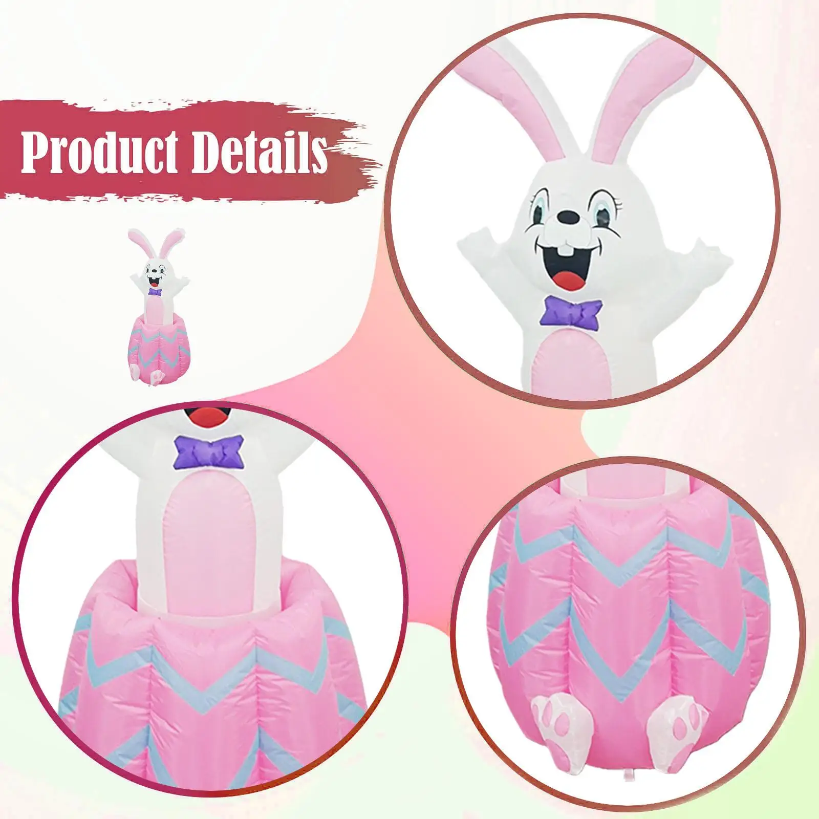 Waterproof Easter Bunny Inflatable with LED Lighting Large Polyester Rabbit Yard Lawn Garden Ornament for Easter Event
Waterproof Easter Bunny Inflatable with LED Lighting Large Polyester Rabbit Yard Lawn Garden Ornament for Easter Event