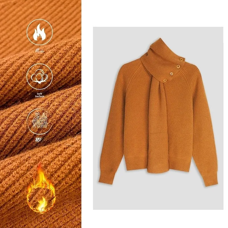 Detachable Scarf Design Thi Soft Warm Sweater Spring 2025 New Sle Slimming Versatile Top ex Knitted Wear for Women
Detachable Scarf Design Thi Soft Warm Sweater Spring 2025 New Sle Slimming Versatile Top ex Knitted Wear for Women