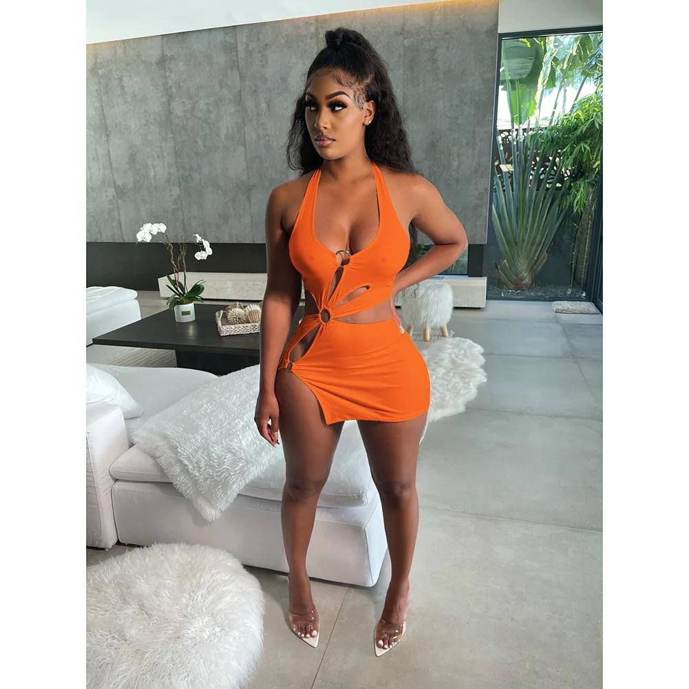 Backless High Split Elegant Dres Party Club Hollow Mini Skirt 2023 Summer New Halter Dresses Sexy Slim Women's Dress Sleeveless
Backless High Split Elegant Dres Party Club Hollow Mini Skirt 2023 Summer New Halter Dresses Sexy Slim Women's Dress Sleeveless