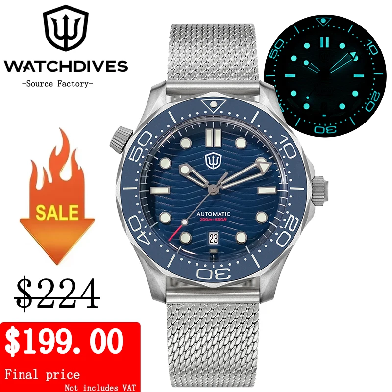 Watchdives WD007 V4 Top Hat Sapphire Dive Watch PT5000 Automatic Movement Luminous 200m Waterproof Grade 2 Titanium Watches
Watchdives WD007 V4 Top Hat Sapphire Dive Watch PT5000 Automatic Movement Luminous 200m Waterproof Grade 2 Titanium Watches