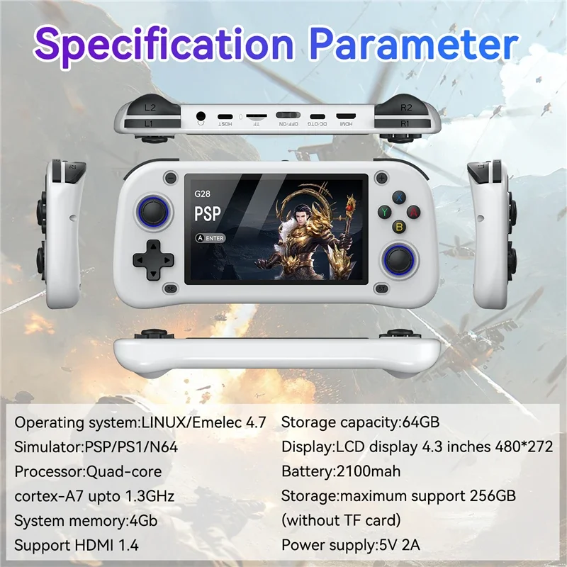 G28 Handheld Game Console Open Source Linux System 4.3 Inch IPS Screen Emulator Portable Console Retro Video Games 64G 128G
G28 Handheld Game Console Open Source Linux System 4.3 Inch IPS Screen Emulator Portable Console Retro Video Games 64G 128G